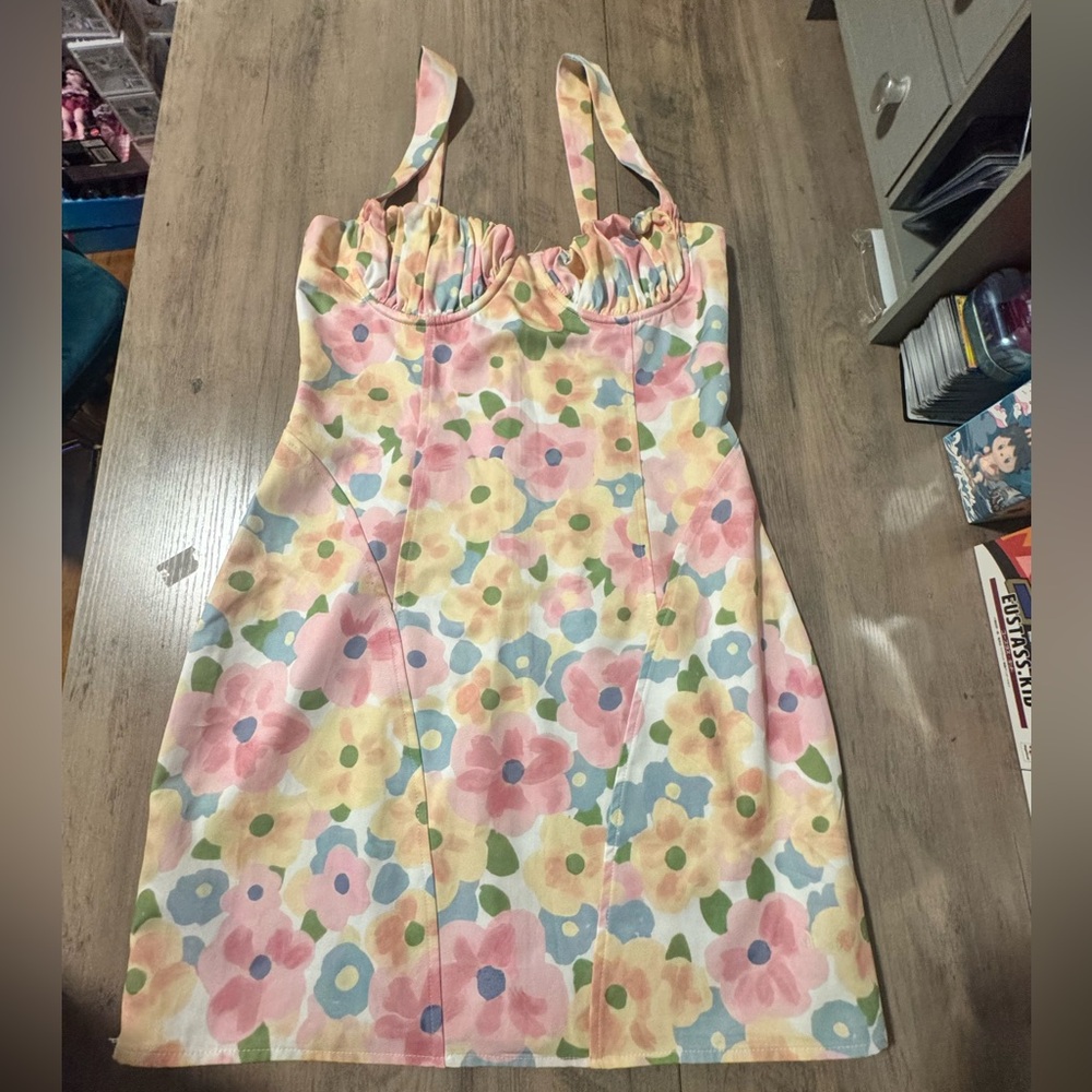Be Mine Floral Mini Dress Yellow Multi